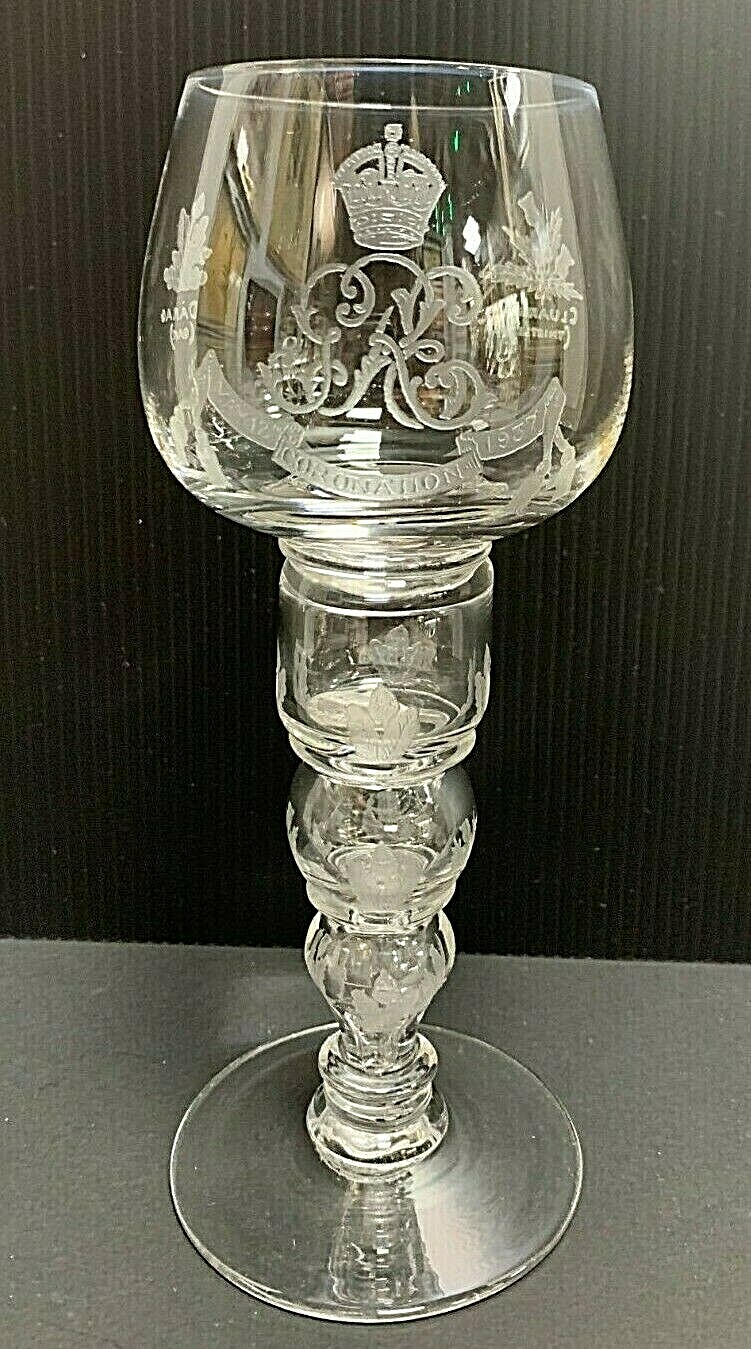ENGLISH ROYAL CORONATION GOBLET 1937 WITH COIN KING GEORGE VI