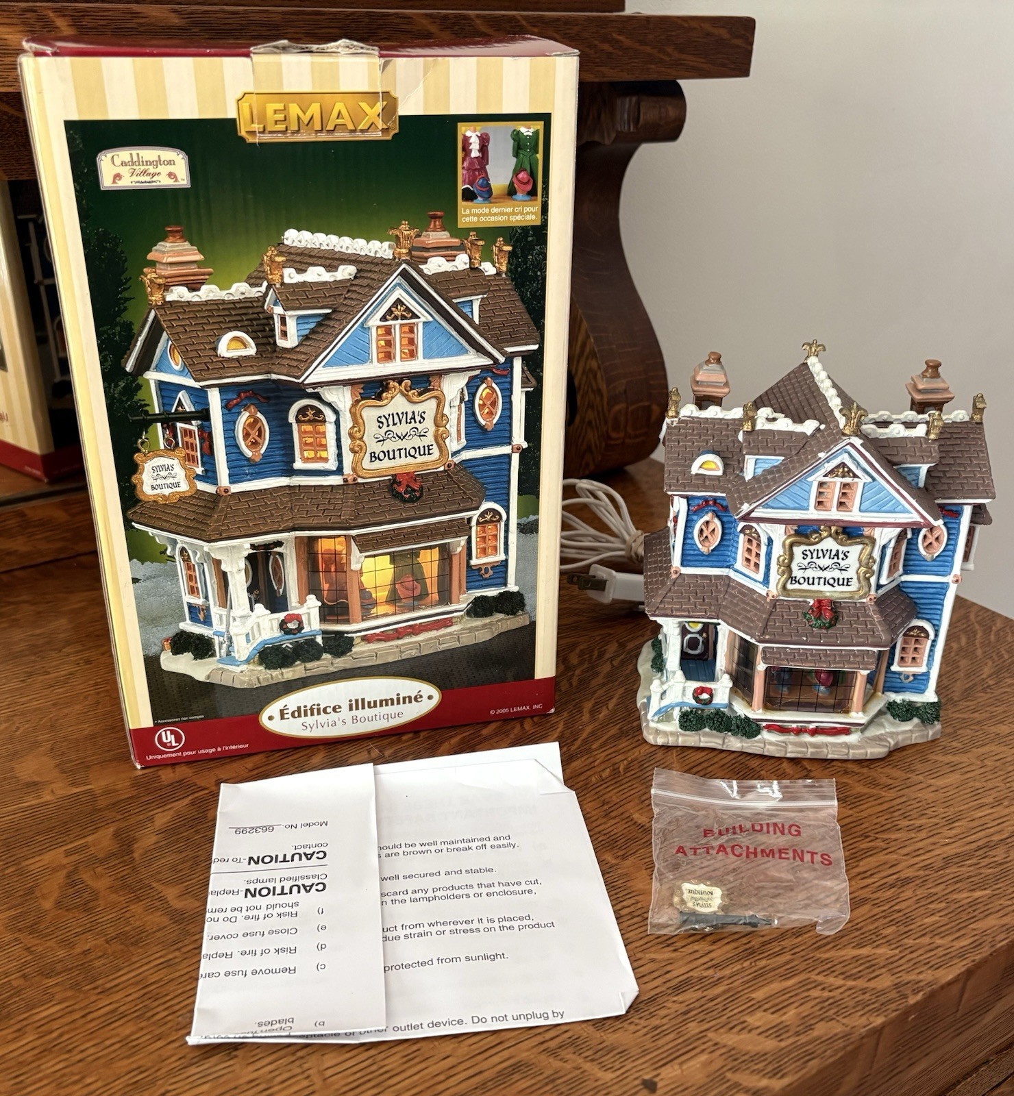 Vintage Lemax Sylvia's Boutique Lighted Building Christmas Village House w/ Box Vintage Lemax Sylvia's Boutique Lighted Building Christmas Village House w/ Box