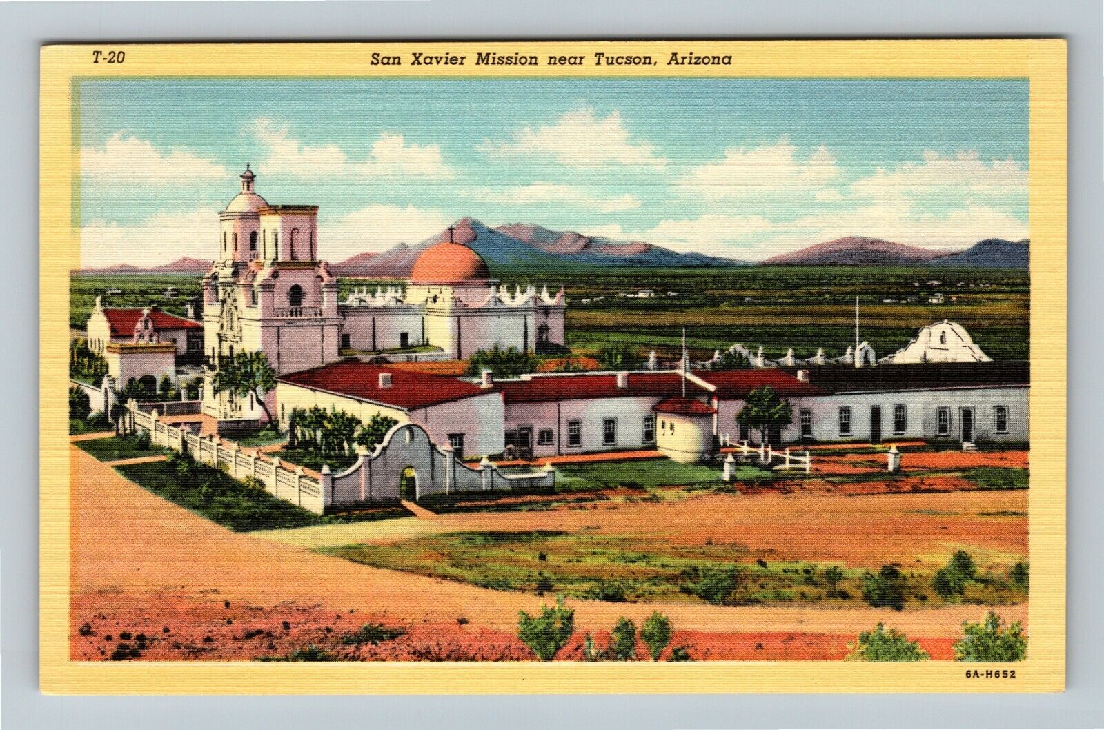 Tucson AZ-Arizona, San Xavier Mission Vintage Souvenir Postcard