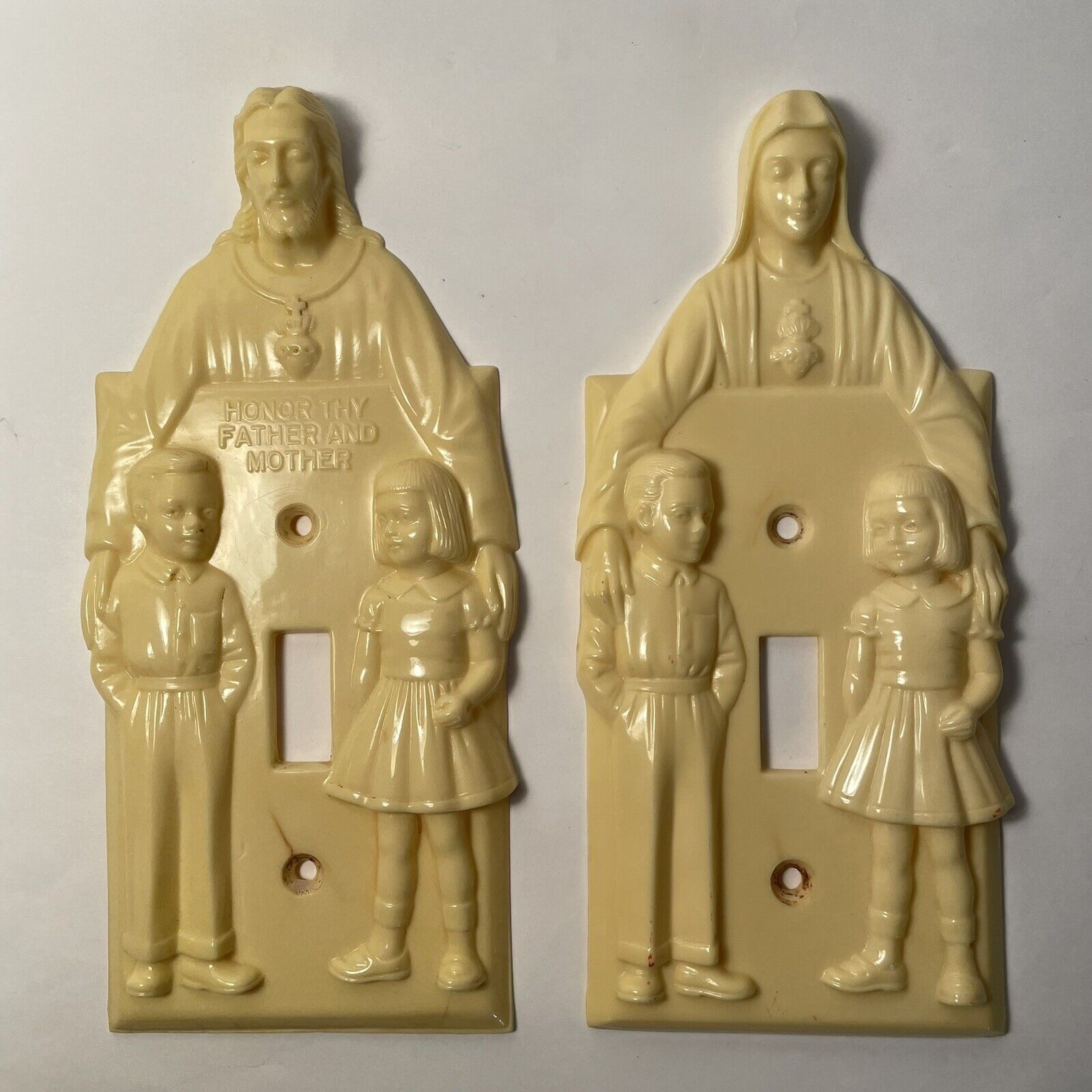 Vintage Hartland Jesus Mary Light Switch Cover Honor Thy Father And Mother