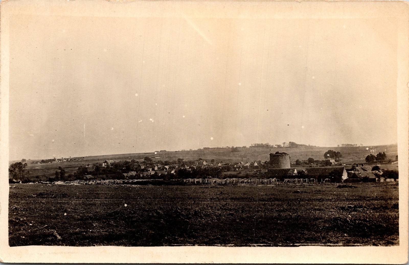 RPPC Postcard France Nesles Birds Eye View Village WWI Era Tower Ruins 1918 A33 RPPC Postcard France Nesles Birds Eye View Village WWI Era Tower Ruins 1918 A33