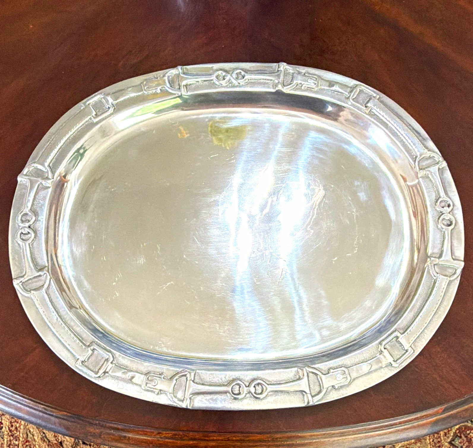 Arthur Court Oval Serving Tray, Silver horse bit equestrian platter Arthur Court Oval Serving Tray, Silver horse bit equestrian platter