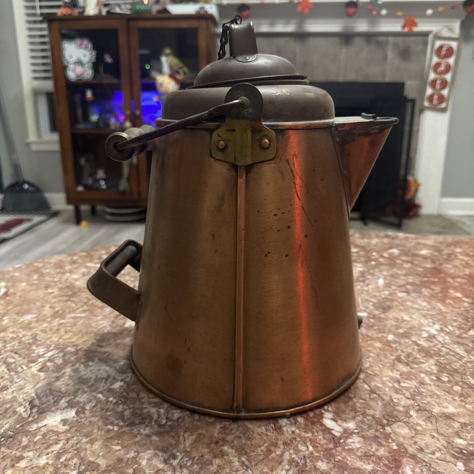 Antique 19th Century Copper Coffee Kettle Campfire Pot 14” Antique 19th Century Copper Coffee Kettle Campfire Pot 14”