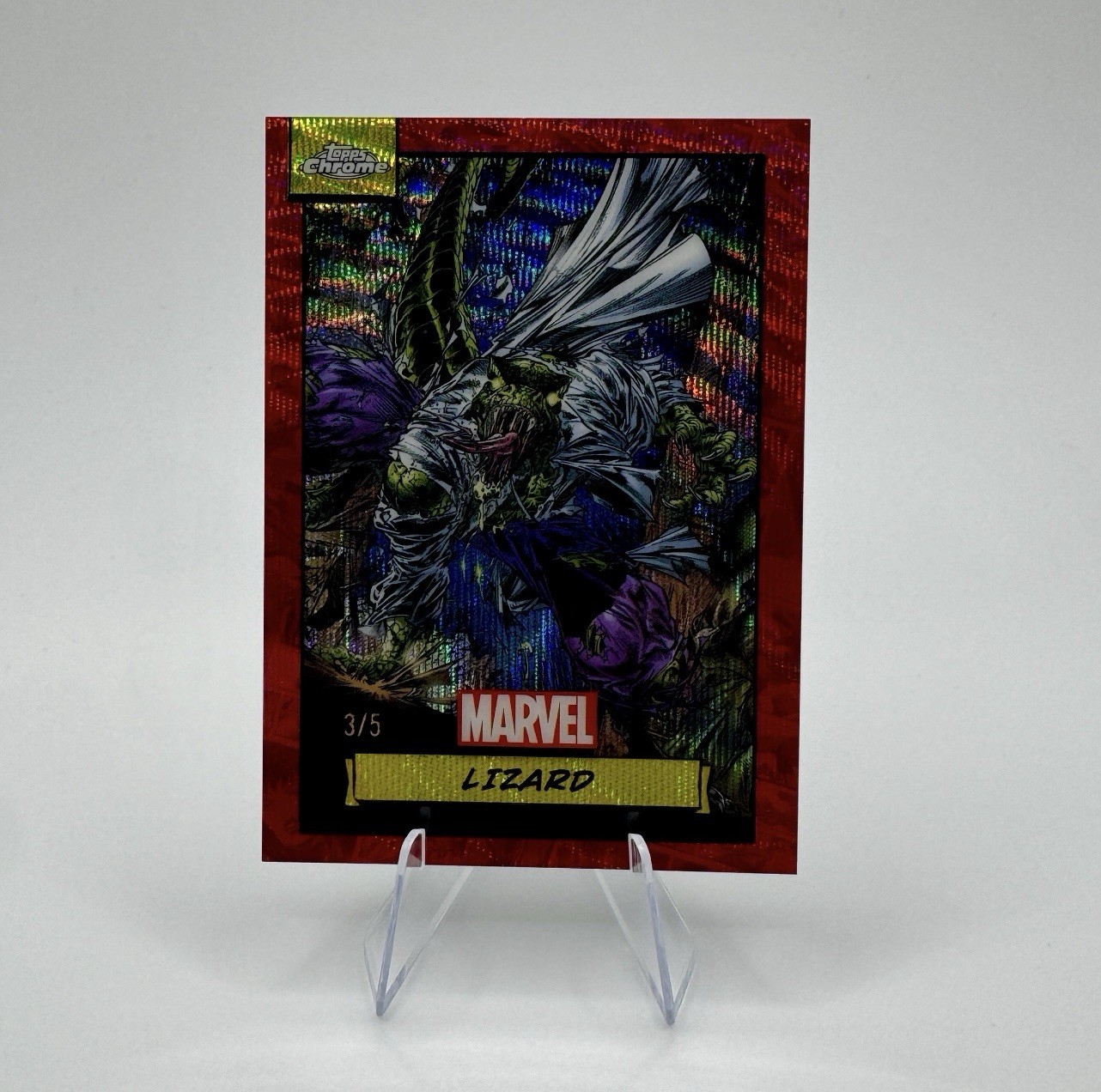 2024 Topps Chrome Marvel Lizard Red Wave Refractor #/5 2024 Topps Chrome Marvel Lizard Red Wave Refractor #/5