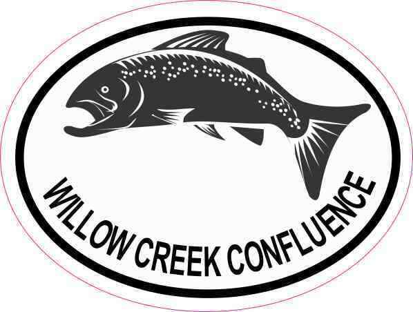 4x3 Oval Salmon Willow Creek Confluence Sticker Luggage Car Cup Fishing Stickers