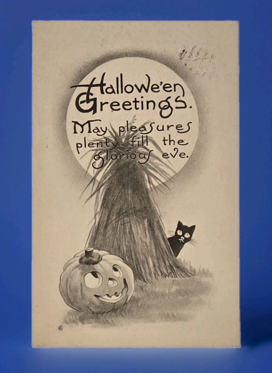 Rare A/S Wall Halloween Greetings Postcard JOL Black Cat Posted Oct. 31st 1913 Rare A/S Wall Halloween Greetings Postcard JOL Black Cat Posted Oct. 31st 1913