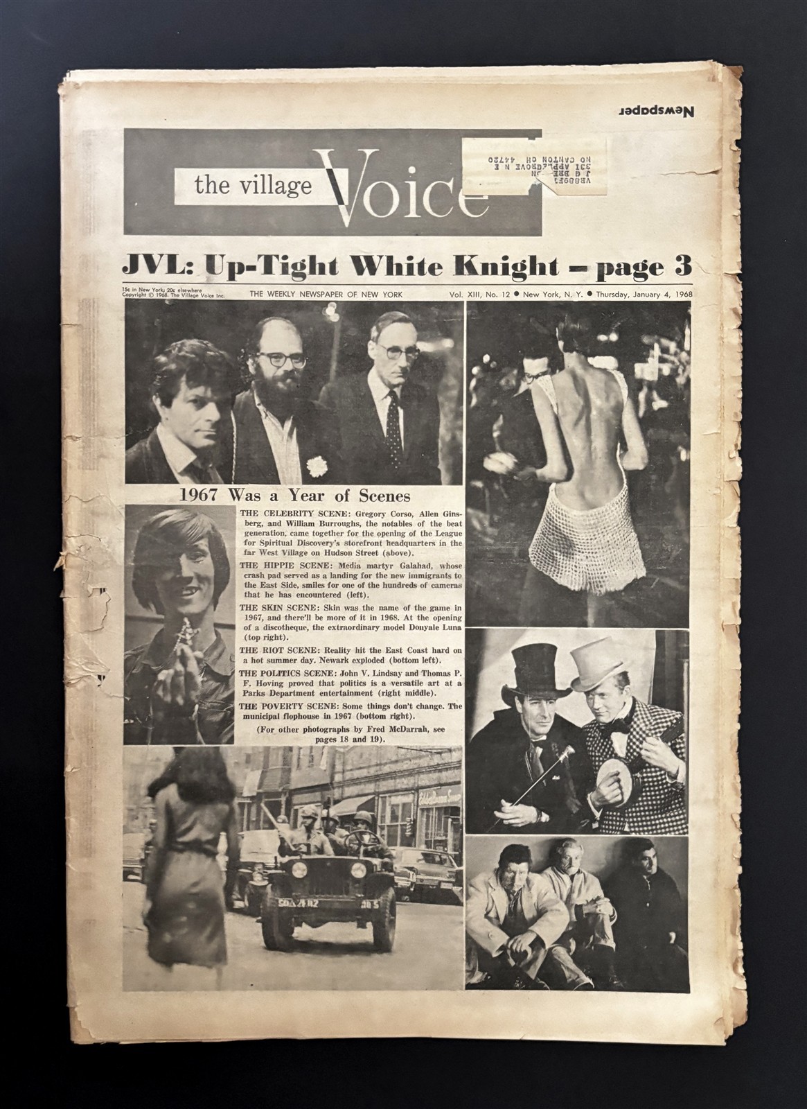 Village Voice Newspaper January 4, 1968 Taylor Mead (Andy Warhol) Norman Mailer