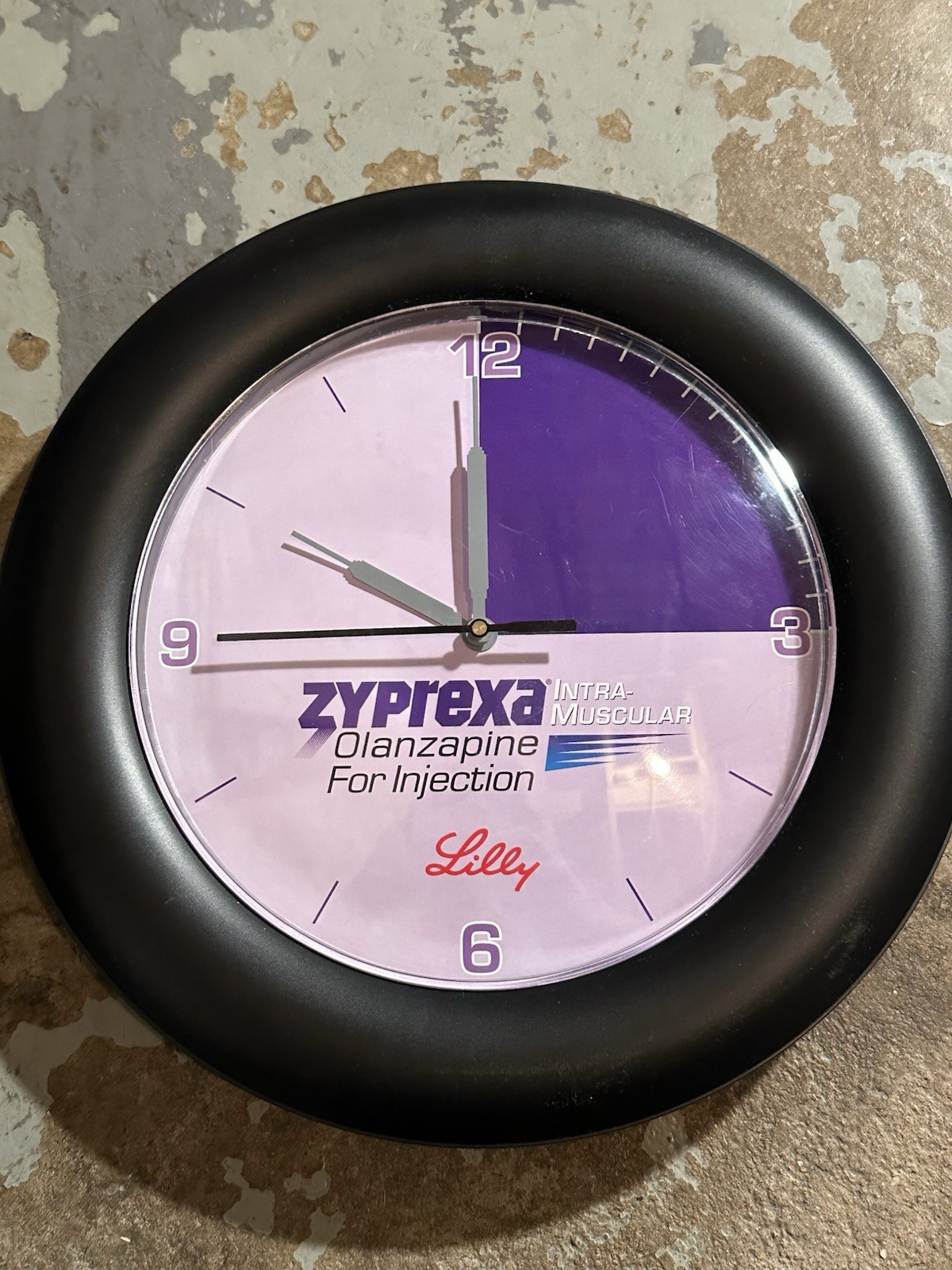 VTG Zyprexa Olanzapine IM Injection Working Wall Clock Lilly Pharma Drug Promo