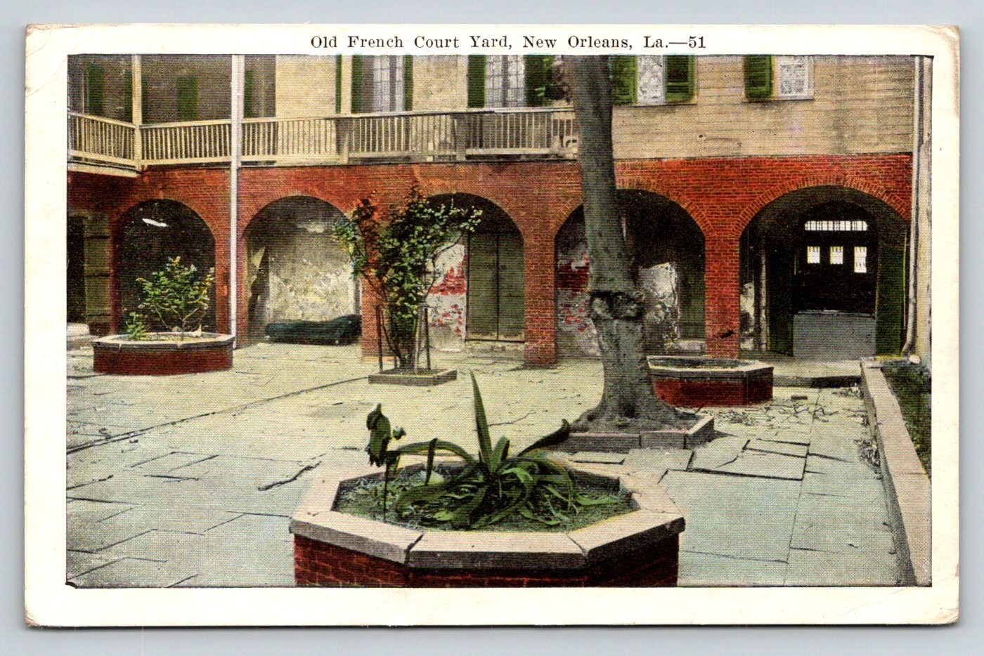Vintage 1925 New Orleans French Court Yard Postcard - E. C. Kropp Co.