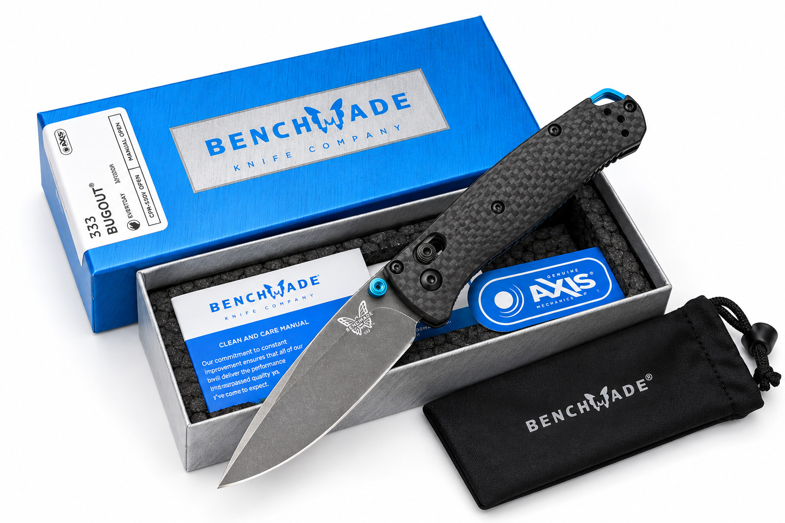 Benchmade 535 Bugout Folding Knife Black Carbon Fiber Handle S90V Blade