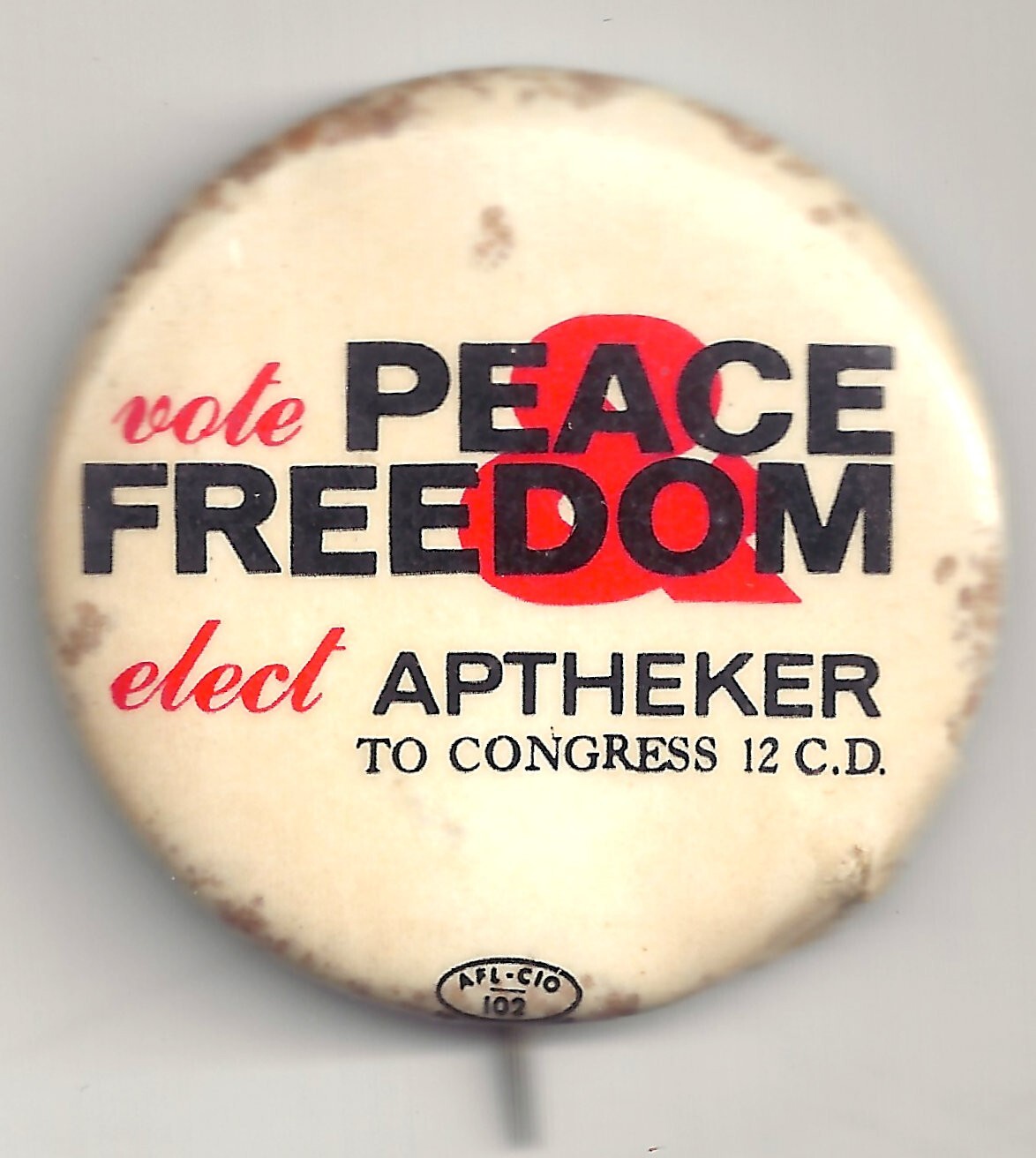 SCARCE 1966 Vote PEACE & FREEDOM Party Elect Herbert ATHEKER House of Rep. NY 12 SCARCE 1966 Vote PEACE & FREEDOM Party Elect Herbert ATHEKER House of Rep. NY 12
