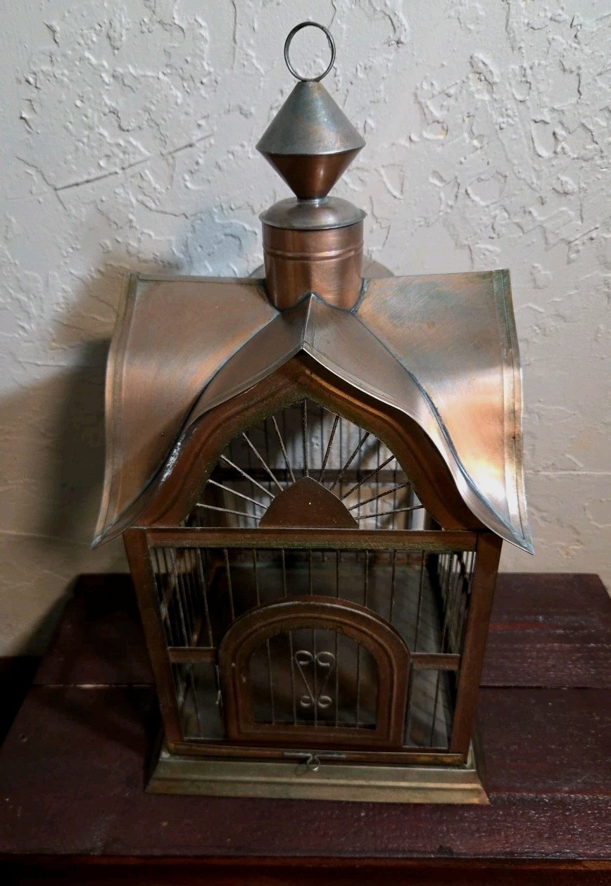 Birdcage Metal Tin Vtg-Style 17x9 Copper Tin Nice. Use Or Decor Birdcage Metal Tin Vtg-Style 17x9 Copper Tin Nice. Use Or Decor