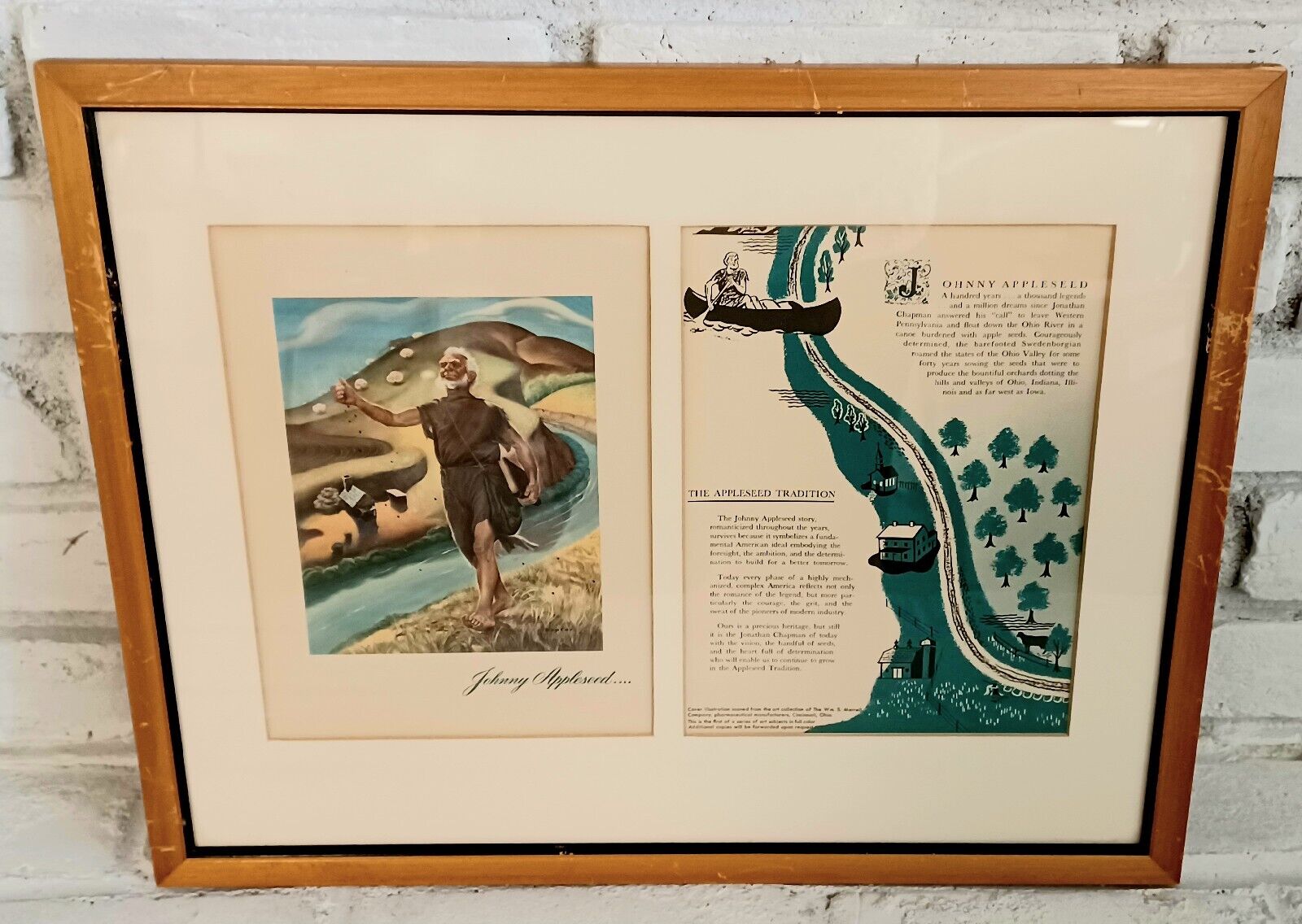 Vintage Johnny Appleseed Framed Cover Illustration First In Series 19\