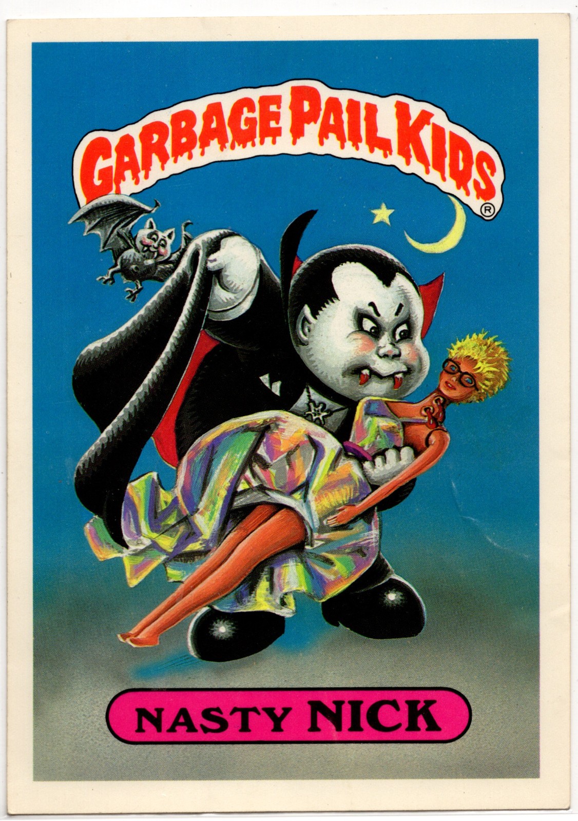 Vintage 1986 Topps Garbage Pail Kid NASTY NICK Sticker Collector Card #1