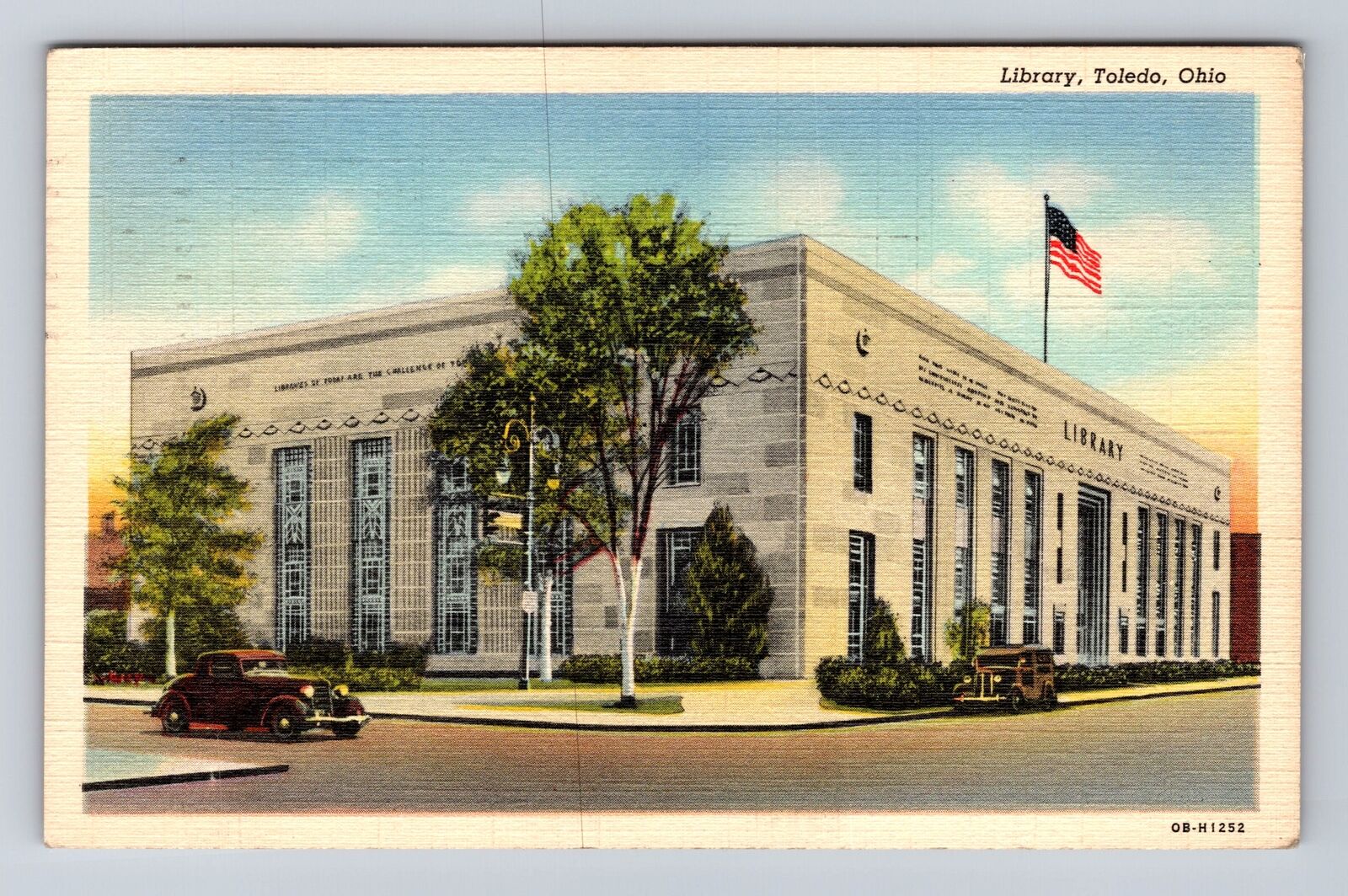 Toledo OH-Ohio, Library, Antique, Vintage c1945 Souvenir Postcard