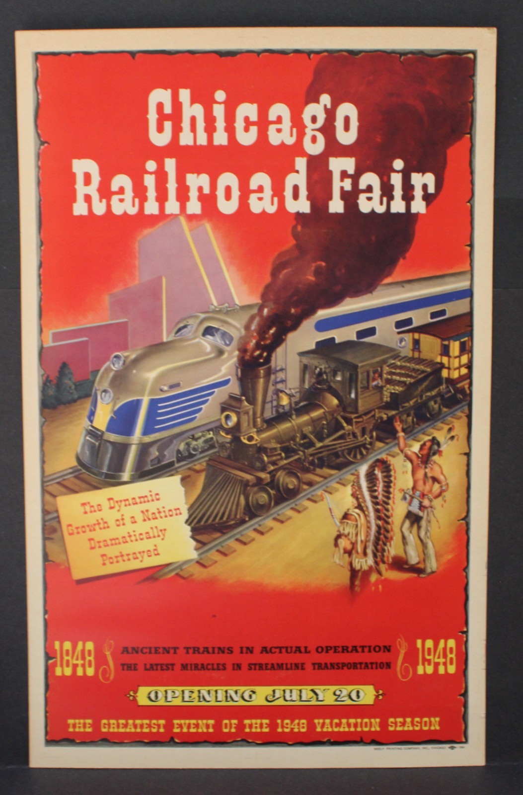 Original 1948 1949 Chicago Railroad Fair Opening Poster 14x22 Xlnt Cond Original 1948 1949 Chicago Railroad Fair Opening Poster 14x22 Xlnt Cond