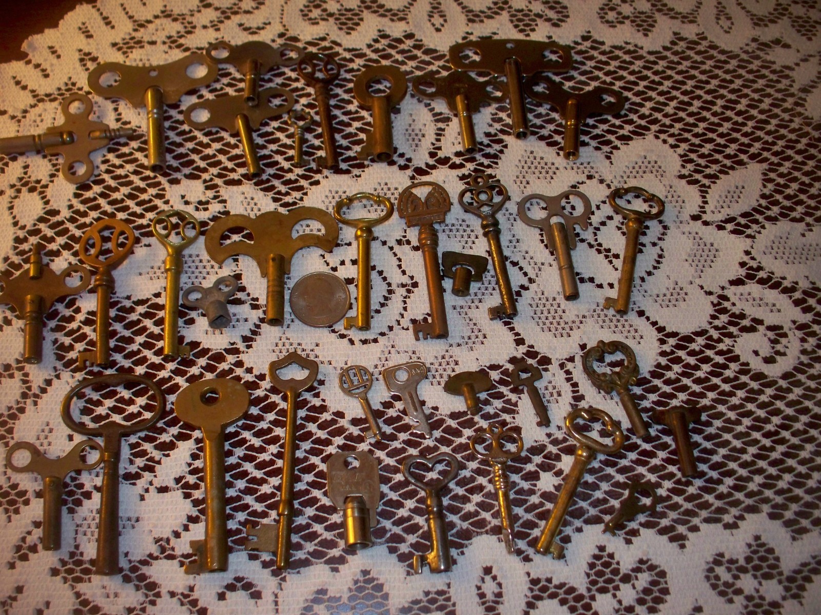 Vintage Antique 30 Skeleton Clock Keys Brass Steel Furniture Cabinet Watch Vintage Antique 30 Skeleton Clock Keys Brass Steel Furniture Cabinet Watch