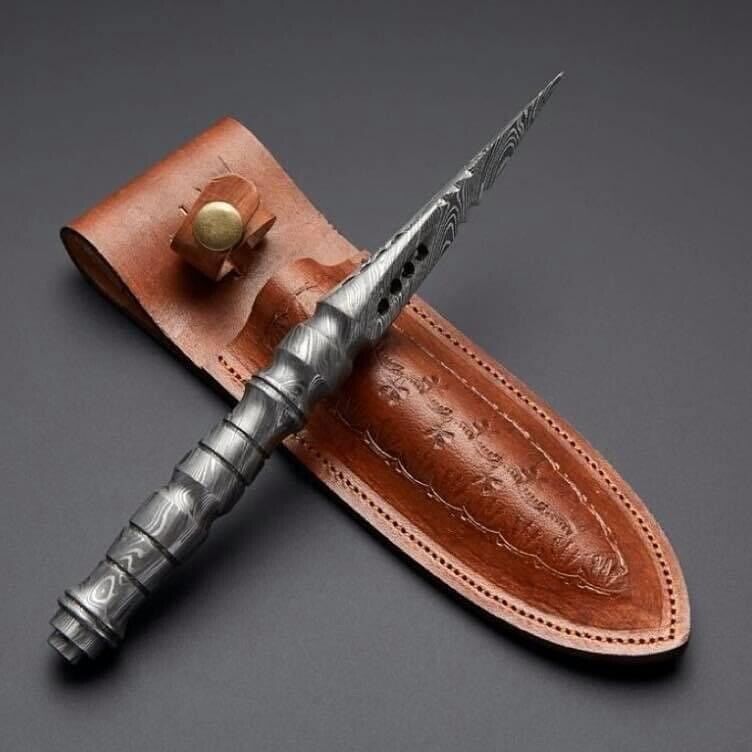 custom HANDMADE Hand Forged Damascus Steel Hunting Dagger Kris Knife Full Tang