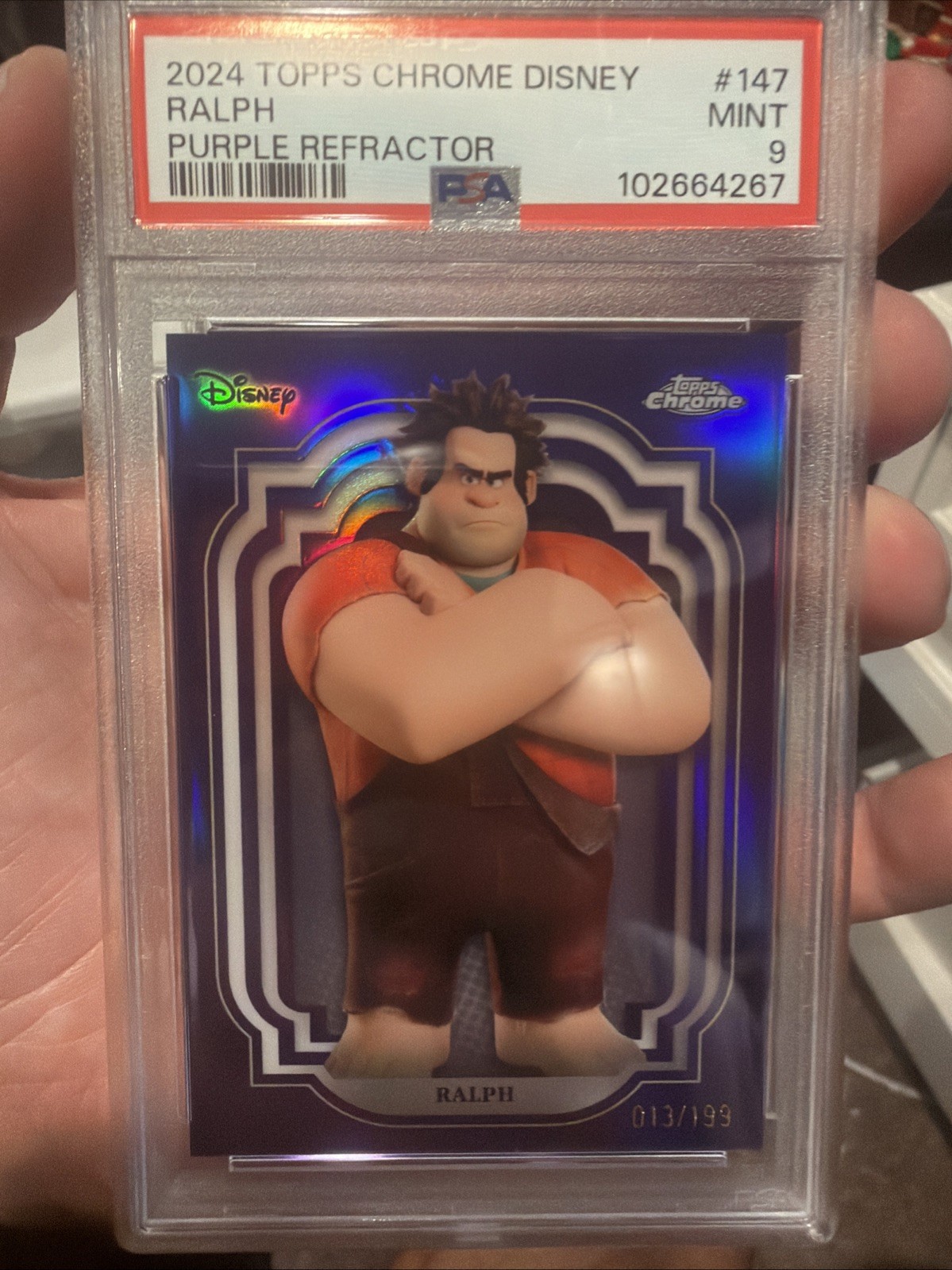 2024 Topps Chrome Disney Ralph Purple Refractor #/199 PSA 9 2024 Topps Chrome Disney Ralph Purple Refractor #/199 PSA 9