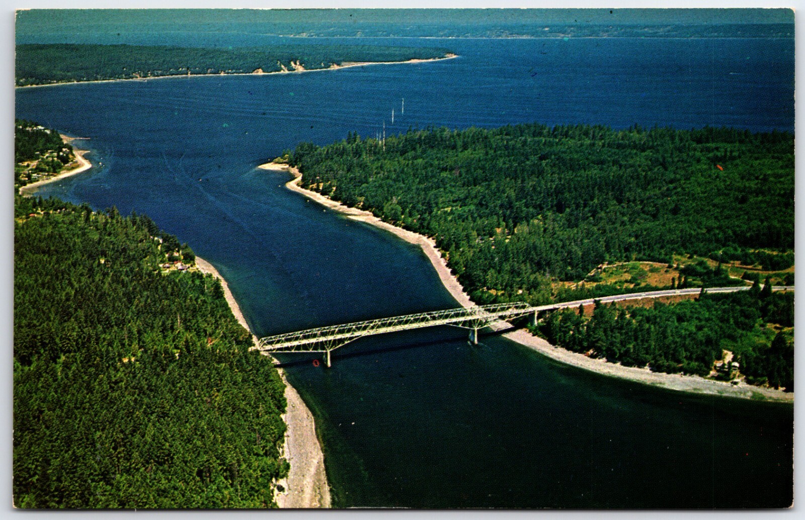 Puget Sound Washington Agate Pass Bridge Chrome Postcard unused unposted Puget Sound Washington Agate Pass Bridge Chrome Postcard unused unposted