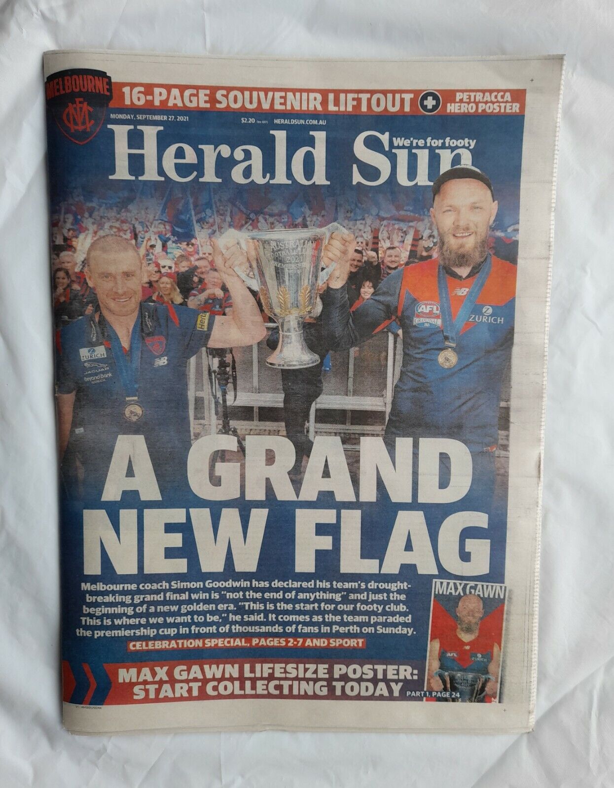 HERALD SUN NEWSPAPER MELBOURNE AFL WIN 2021 EDITION 27/09/2021 LIFTOUT 16 PAGE