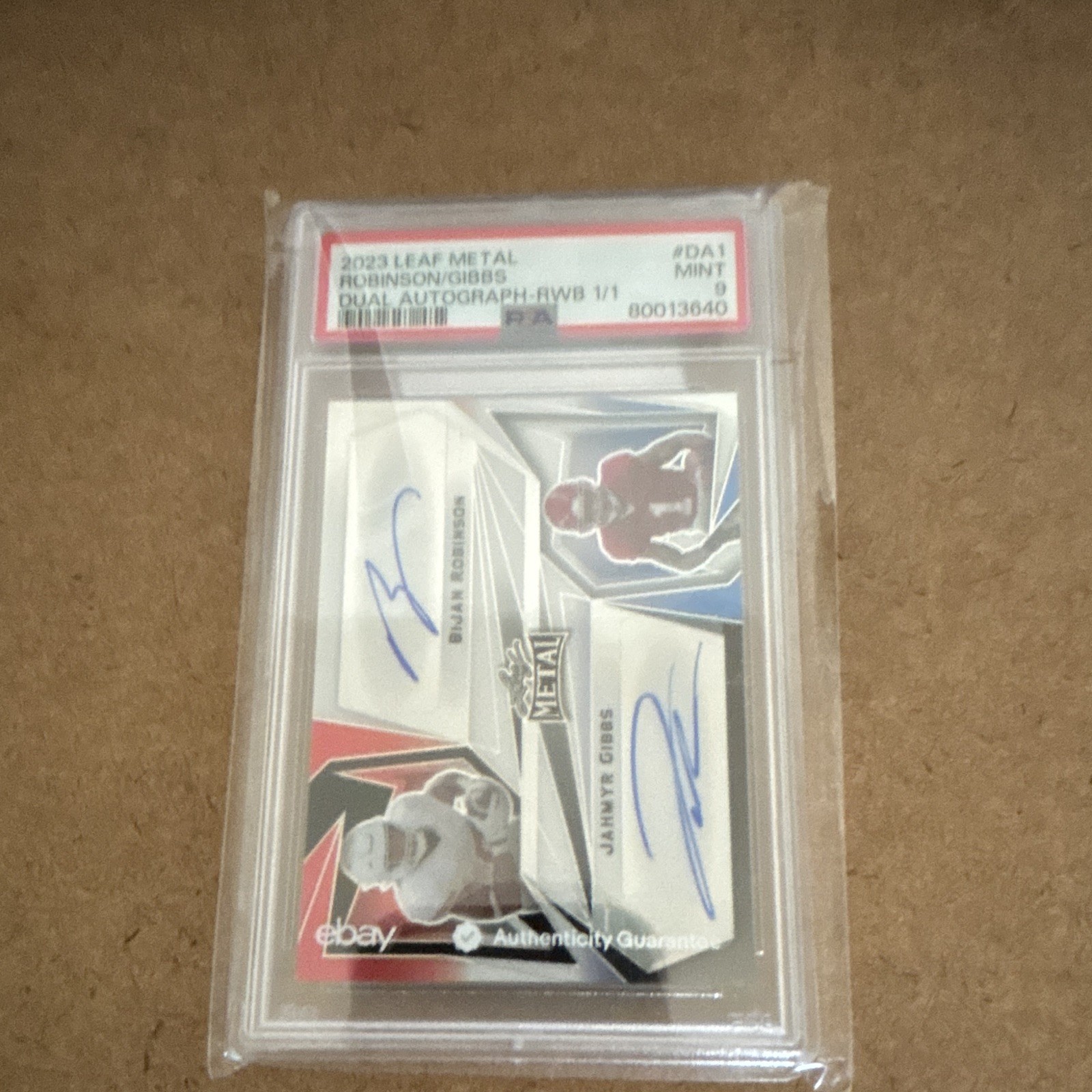 2023 Leaf Metal Bijan Robinson/Jahmyr Gibbs Dual Auto DA1 1/1 PSA 9 2023 Leaf Metal Bijan Robinson/Jahmyr Gibbs Dual Auto DA1 1/1 PSA 9