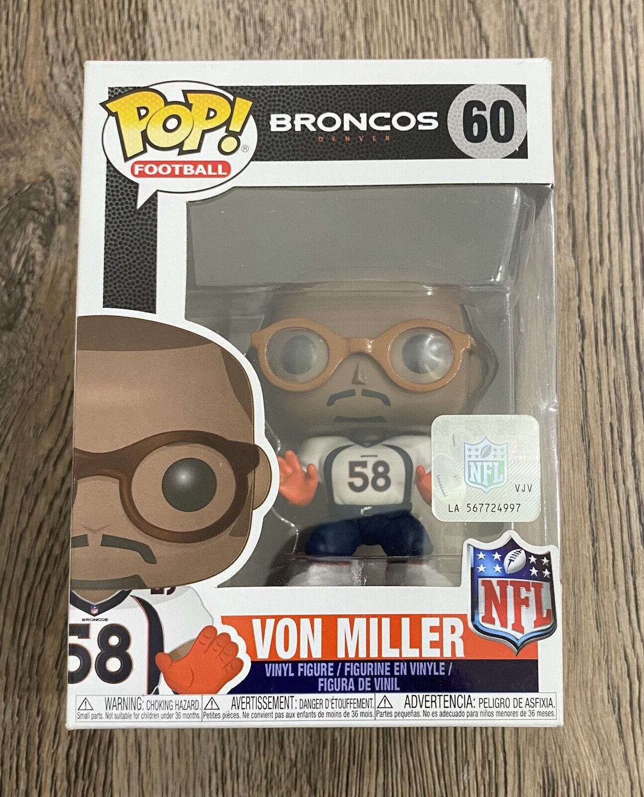 Funko Pop NFL Denver Broncos: Von Miller #60  (Wave 4) Vaulted w/ Protector