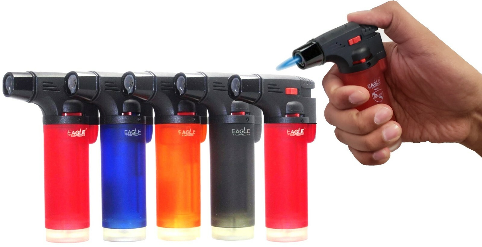 5 Pack Eagle Butane Jet Torch Gun Lighter Windproof Adjustable Flame Refillable 5 Pack Eagle Butane Jet Torch Gun Lighter Windproof Adjustable Flame Refillable