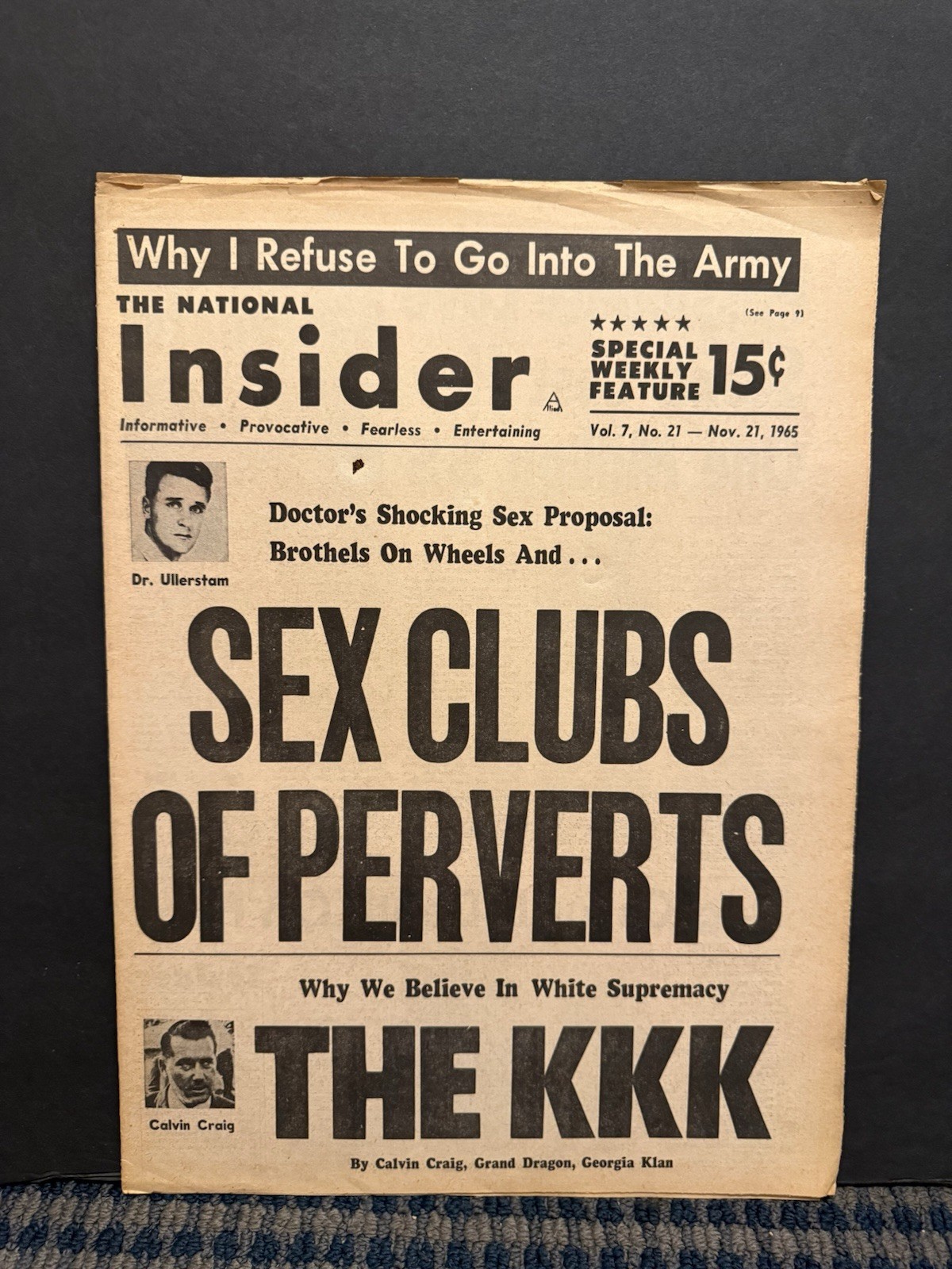1965 The National Insider Newspaper, White Supremacy KKK Calvin Craig (VRN10L) 1965 The National Insider Newspaper, White Supremacy KKK Calvin Craig (VRN10L)