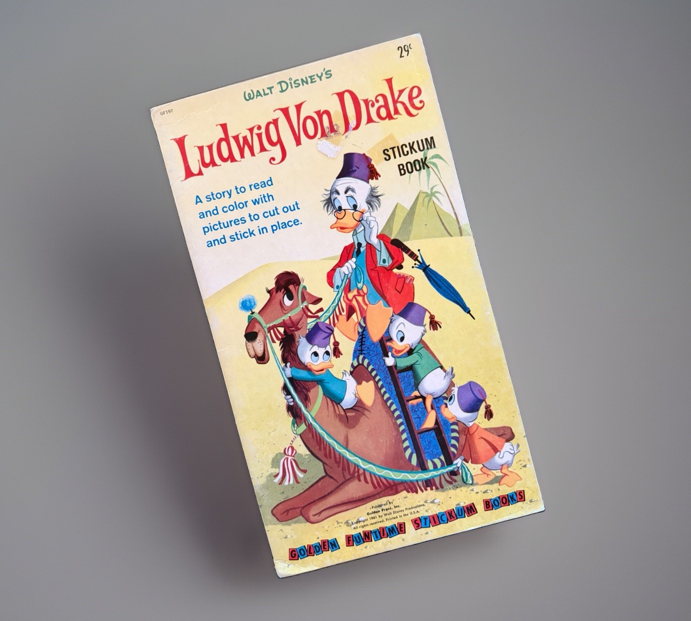 1961 Walt Disney\'s LUDWIG VON DRAKE Golden Funtime Stickum Stickers Book