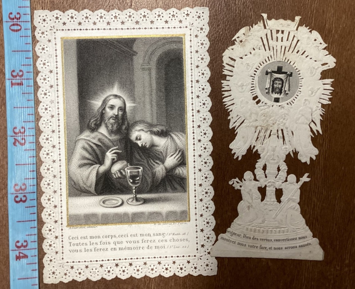 Antique Holy Card 1800’s Christ Holy Face Veronica Veil cross Antique Holy Card 1800’s Christ Holy Face Veronica Veil cross