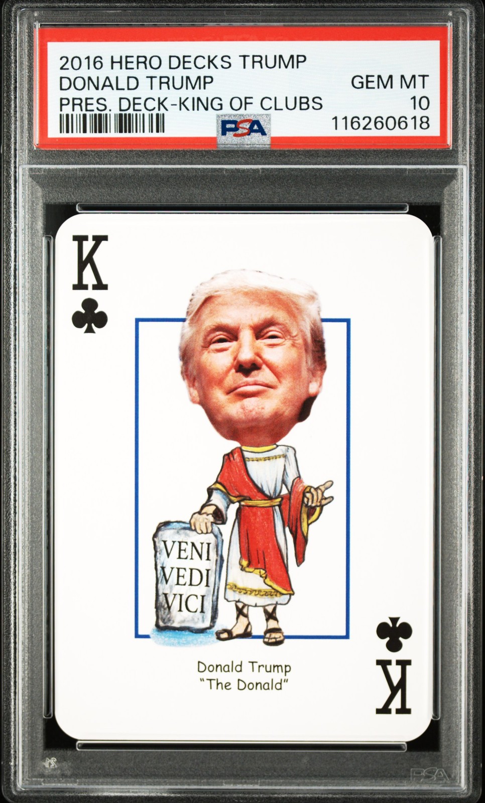 2016 HERO DECKS TRUMP PRESIDENTIAL DECK KING OF CLUBS DONALD TRUMP PSA 10
