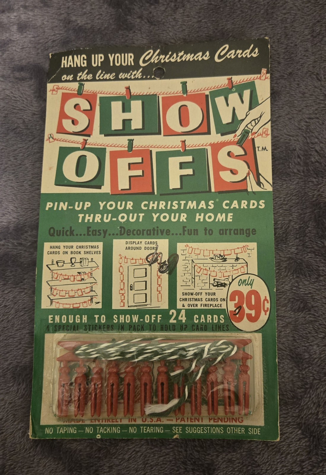 Vintage Original Associated Match Co Christmas Card Display Hanger 1962 Vintage Original Associated Match Co Christmas Card Display Hanger 1962