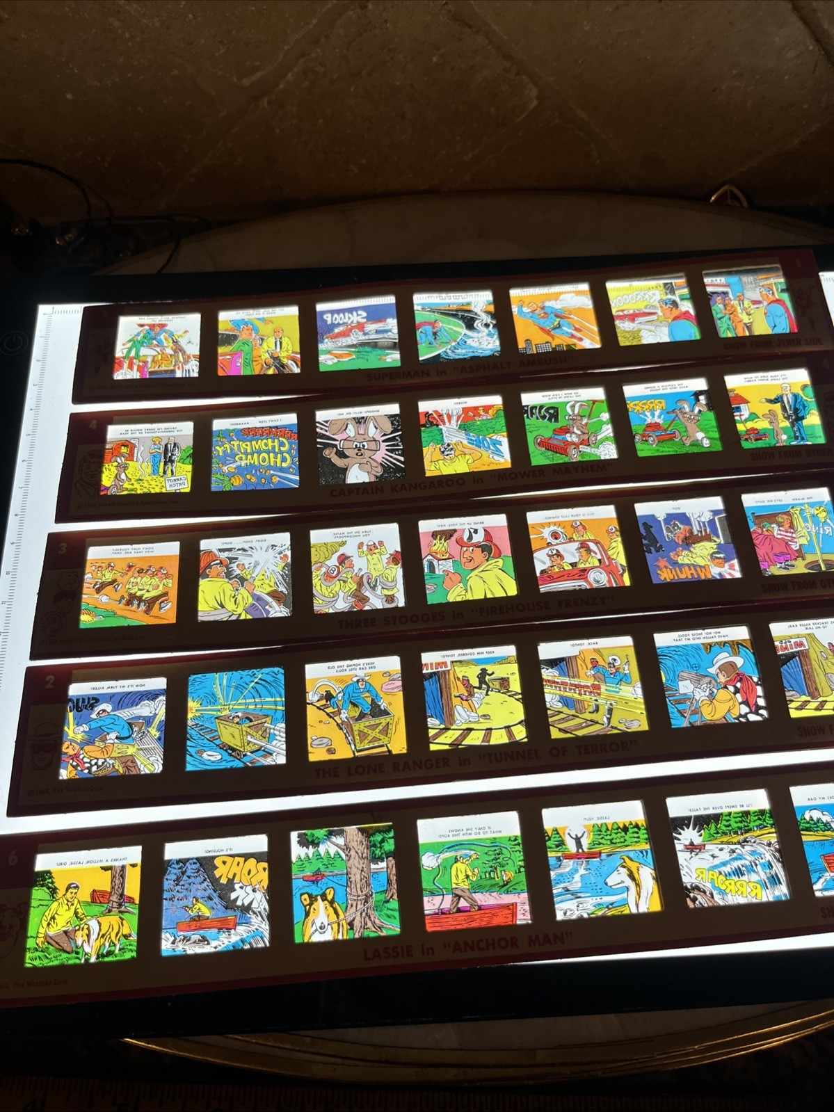 1960\'S KENNER COLOR SLIDES Cartoons, And Superheroes Nostalgic Shows Lot Of 16 1960\'S KENNER COLOR SLIDES Cartoons, And Superheroes Nostalgic Shows Lot Of 16