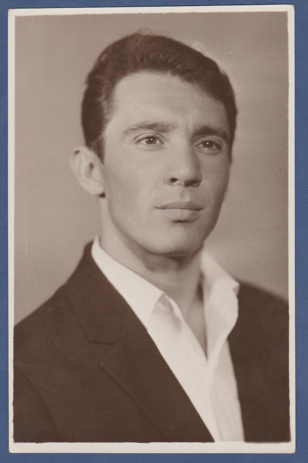Portrait of a handsome gentle guy, affectionate man Soviet Vintage Photo USSR