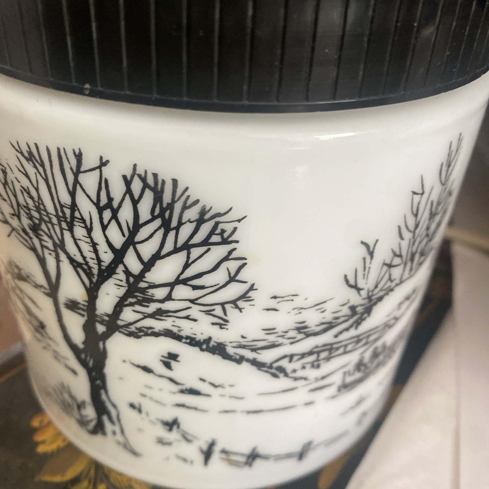 Vintage 1960s Maxwell House Milk Glass Coffee Canister- Winter Scene authentic Vintage 1960s Maxwell House Milk Glass Coffee Canister- Winter Scene authentic