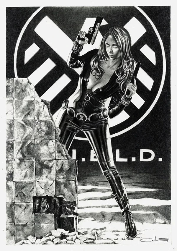 Black Widow PIN UP Natasha Romanoff by Calibos ORIGINAL ART AVENGERS Black Widow PIN UP Natasha Romanoff by Calibos ORIGINAL ART AVENGERS