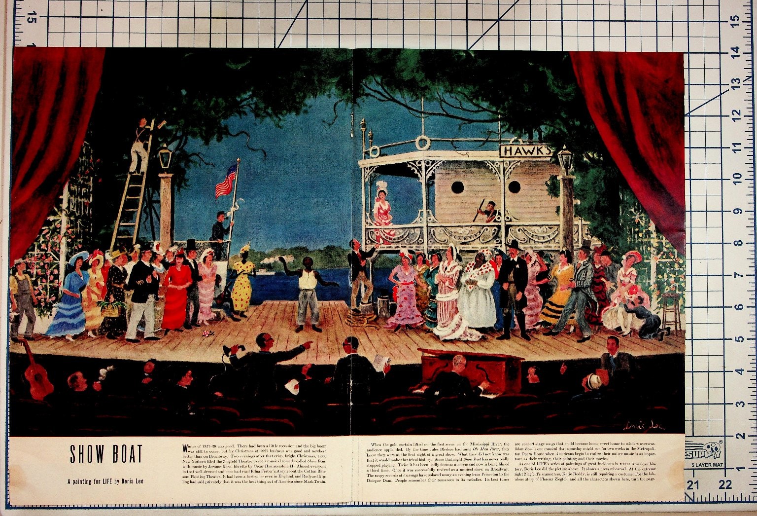 1940s LIFE Magazine Show Boat Doris Lee Painting Musical Article Print 1940s LIFE Magazine Show Boat Doris Lee Painting Musical Article Print