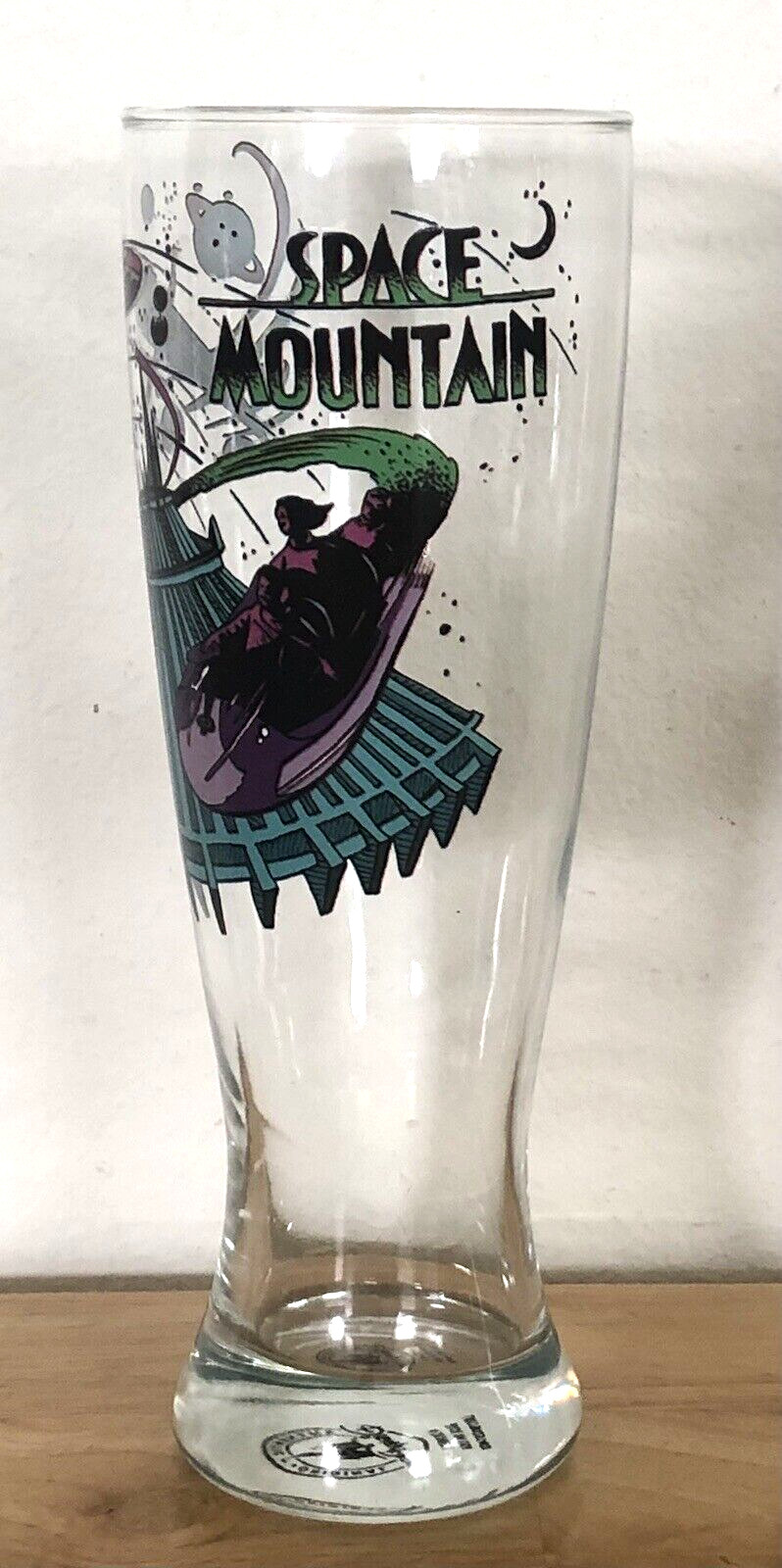 VINTAGE RARE HTF DISNEY PARKS  SPACE MOUNTAIN PILSNER VOYAGER POSTER GLASS USA