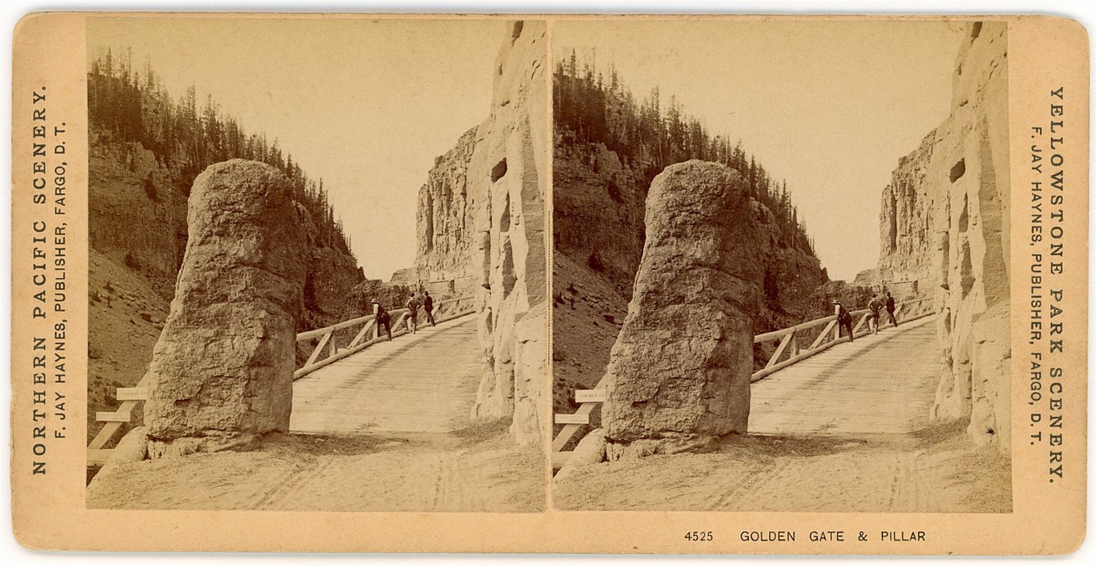 YELLOWSTONE STEREOVIEW - Golden Gate & Pillar - FJ Haynes 1880s YELLOWSTONE STEREOVIEW - Golden Gate & Pillar - FJ Haynes 1880s