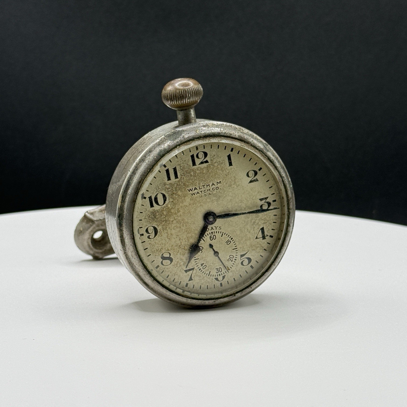 Antique Waltham 8-Day Dashboard Automobile Clock Steering Column Mount