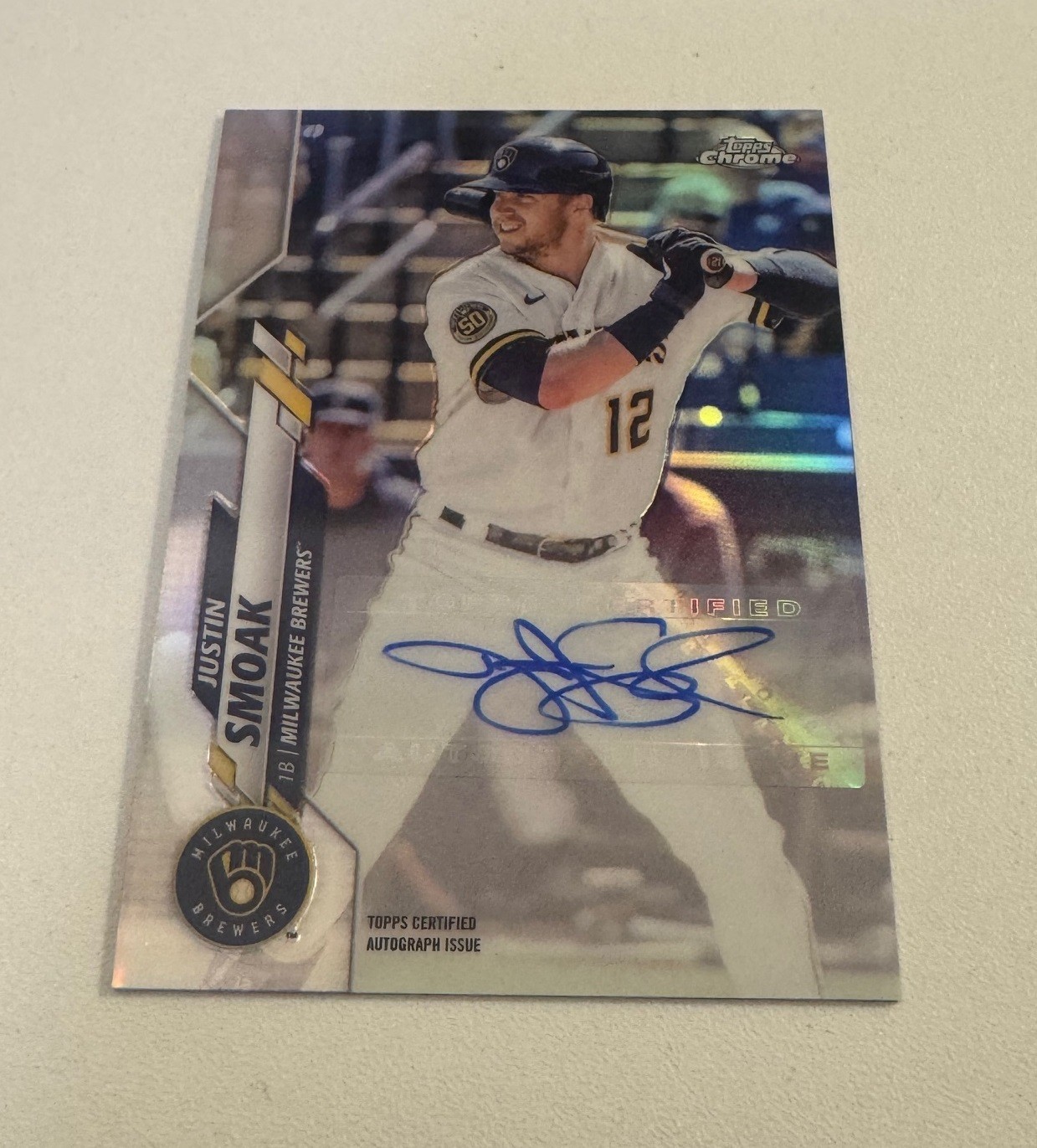 JUSTIN SMOAK 2020 Topps Chrome Update Auto #USA-JSM