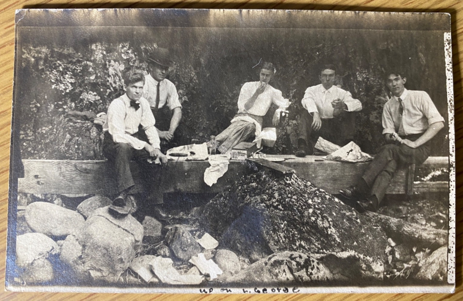 1907 RPPC Lake George New York Picnic Young Folk Real Photo Postcard Schenectady 1907 RPPC Lake George New York Picnic Young Folk Real Photo Postcard Schenectady