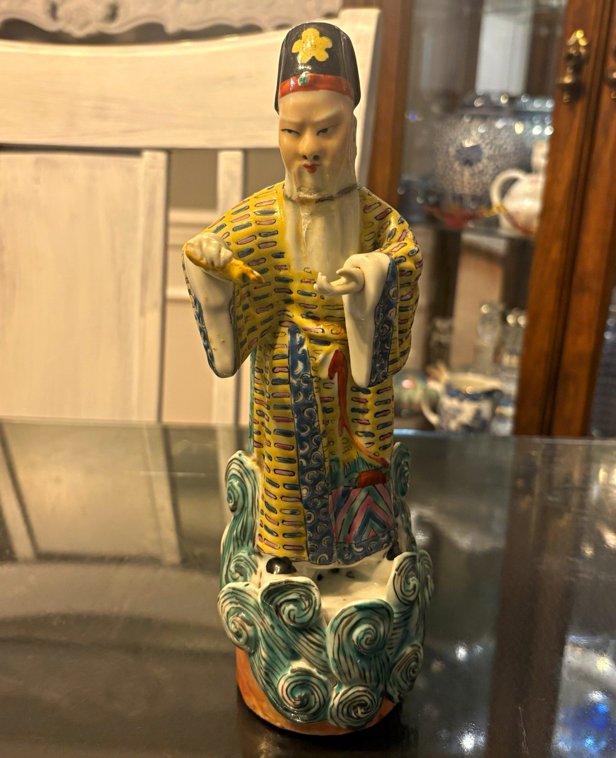 Vintage Hand-Painted Chinese Famille Rose Immortal / Scholar Porcelain Figurine Vintage Hand-Painted Chinese Famille Rose Immortal / Scholar Porcelain Figurine