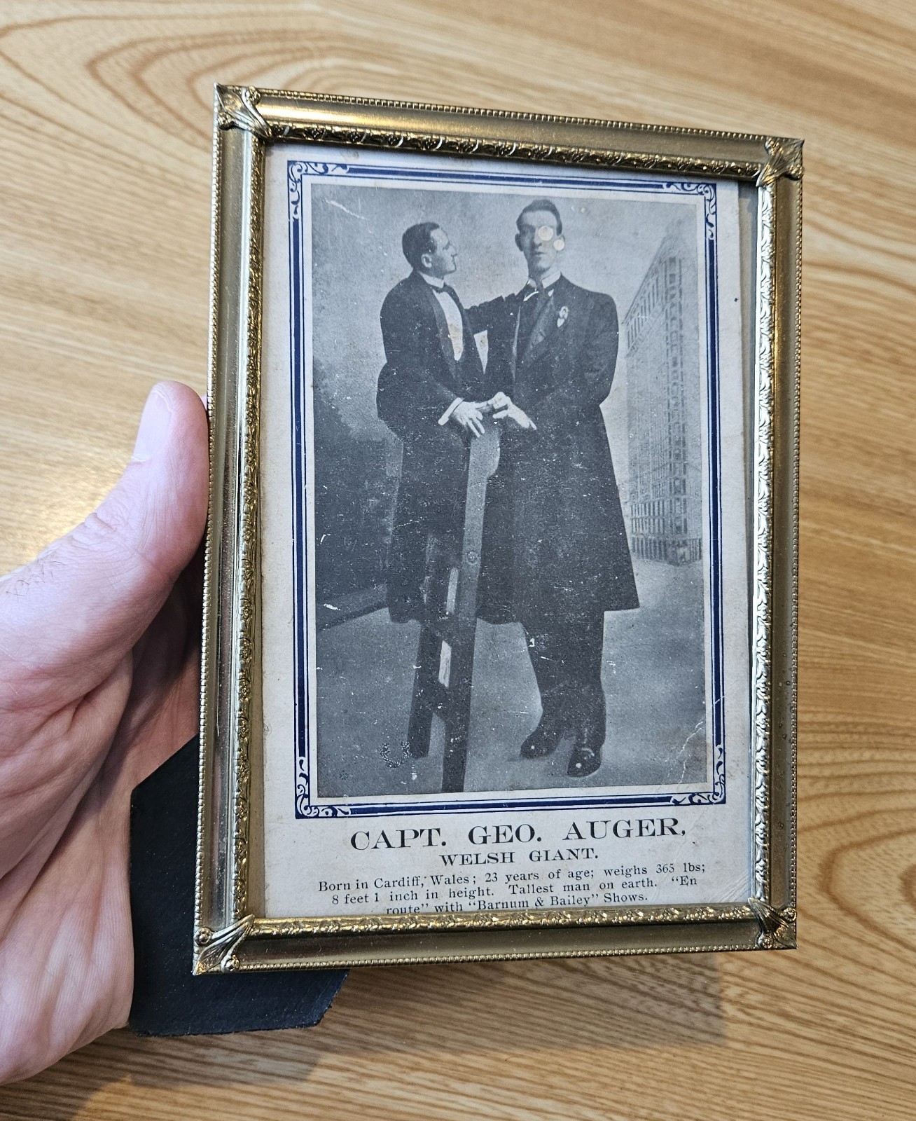 Antique Capt Geo Auger Welsh Giant Circus Sideshow Pitch Card Barnum Bailey NYC Antique Capt Geo Auger Welsh Giant Circus Sideshow Pitch Card Barnum Bailey NYC