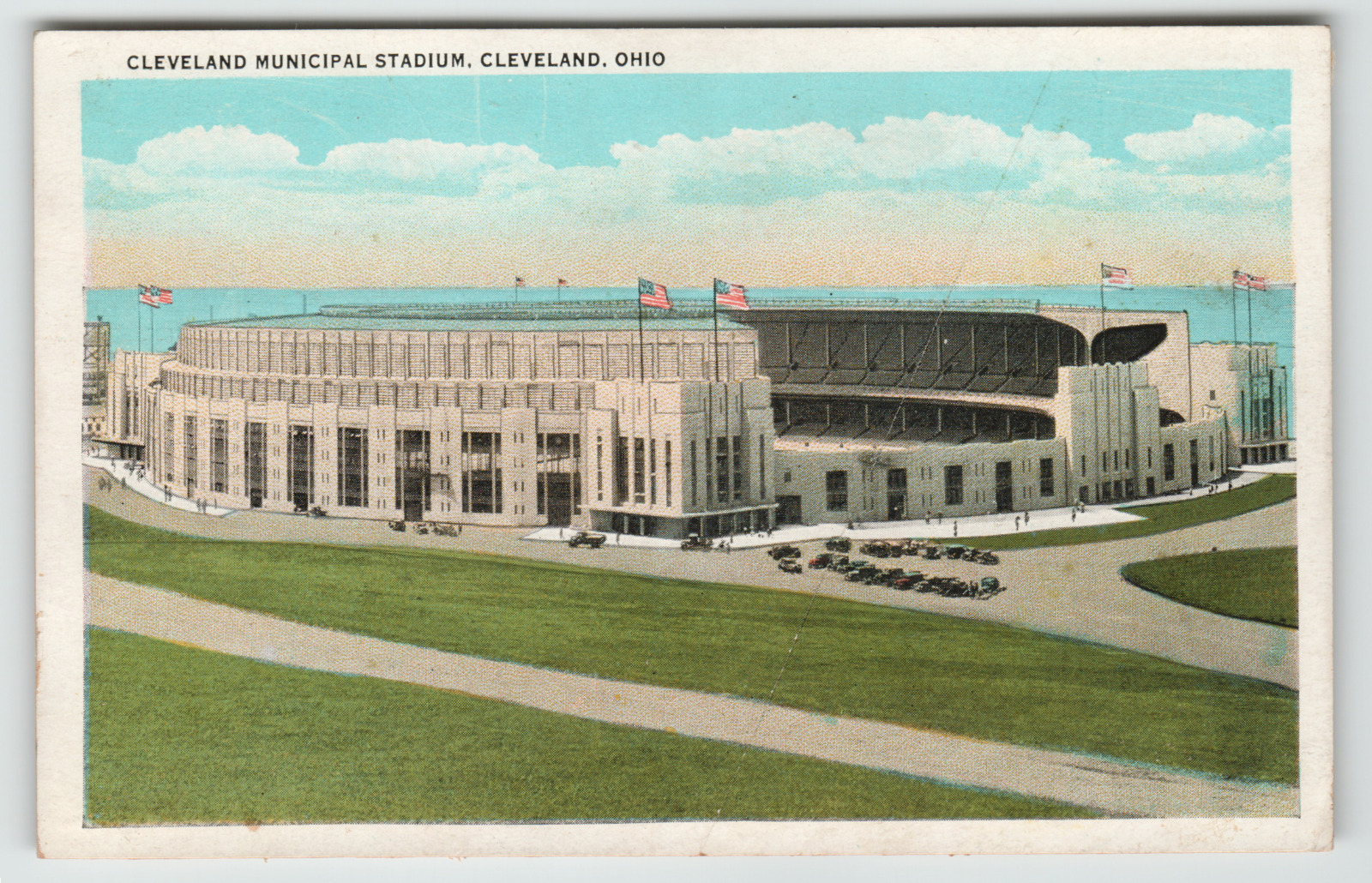 Postcard Vintage Cleveland Municipal Stadium in Cleveland, OH.