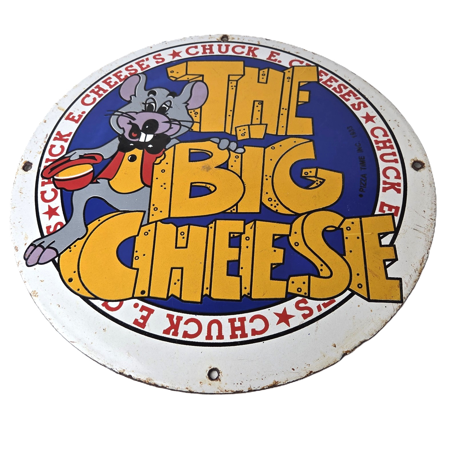 Vintage Chuck E Cheese Sign - Playground Pizza Kids Advertising Porcelain Sign Vintage Chuck E Cheese Sign - Playground Pizza Kids Advertising Porcelain Sign