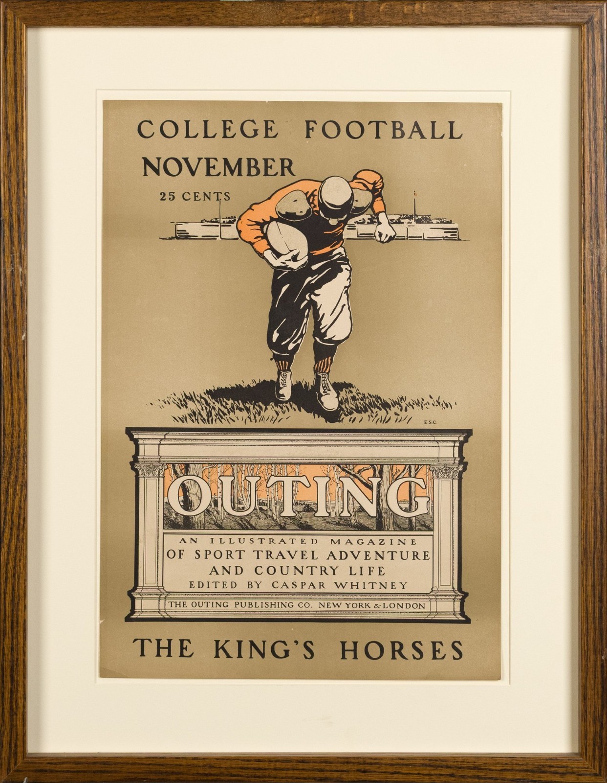 Antique 1900 Outing Magazine College Football Poster Princeton Edward S Couch