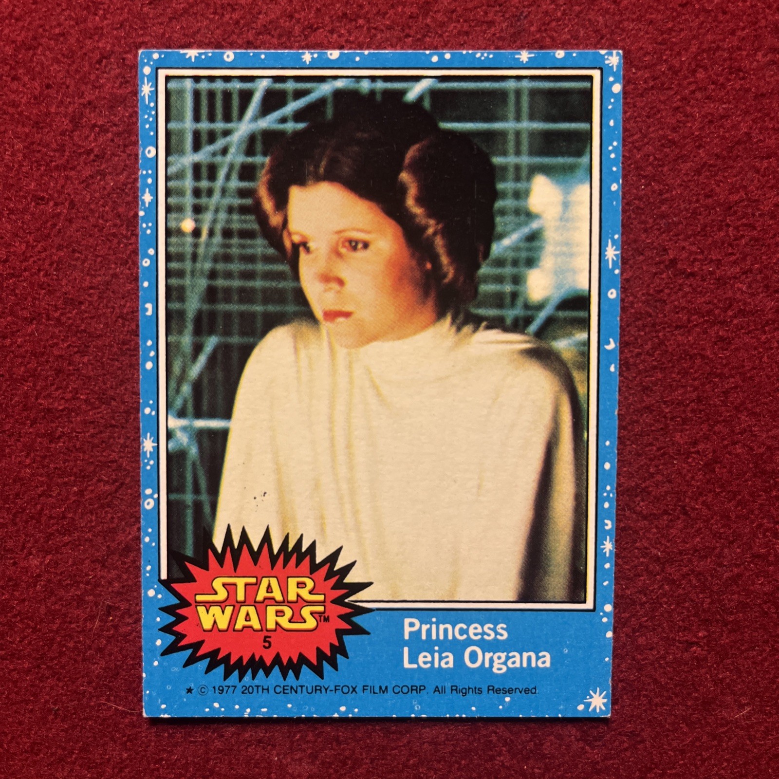 Vintage 1977 Topps Star Wars #5 Princess Leia Organa Rookie Card Series 1 Blue Vintage 1977 Topps Star Wars #5 Princess Leia Organa Rookie Card Series 1 Blue