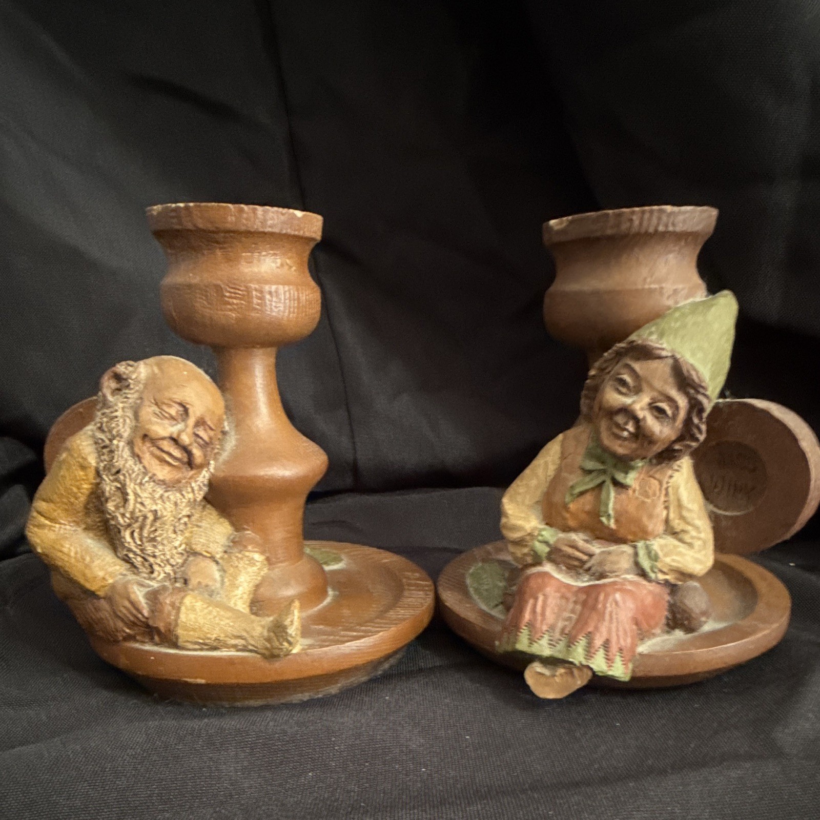 VTG 1983 Tom Clark Gnomes Mrs Wink & Wink Too candlestick Holders retired VTG 1983 Tom Clark Gnomes Mrs Wink & Wink Too candlestick Holders retired